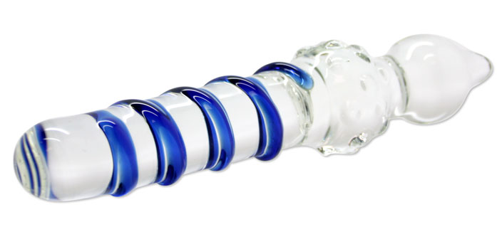 blue twisted glass dildo